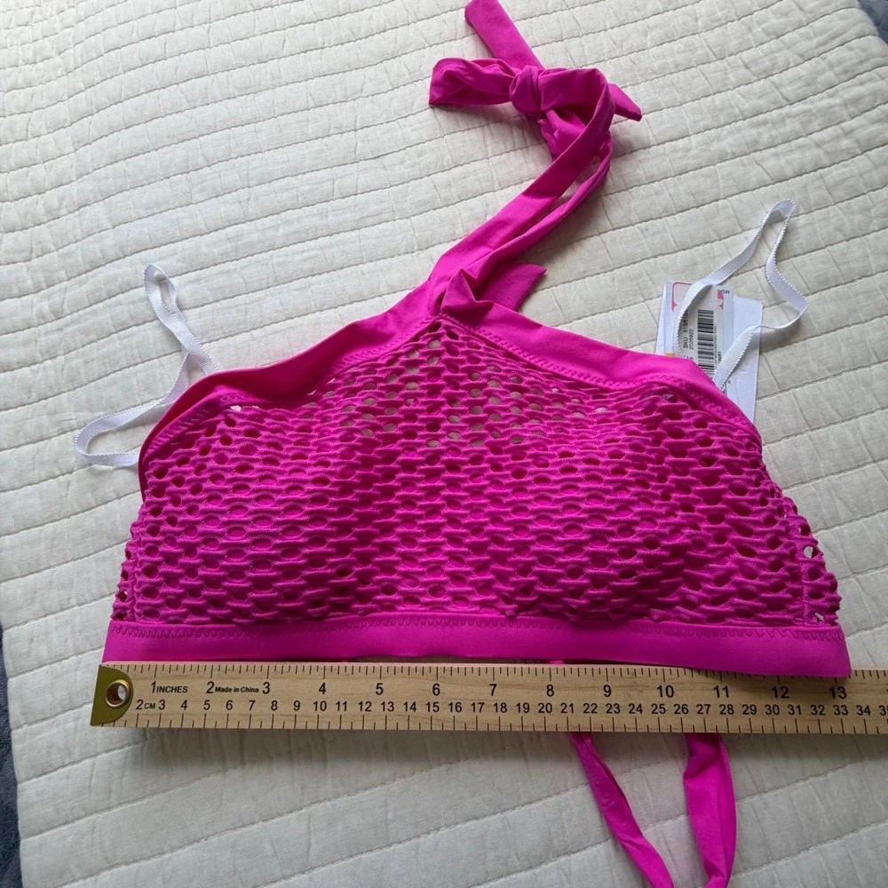 BECCA by Rebecca Virtue Fuchsia Pink Mesh Halter Bikini Set‎ Medium NWT